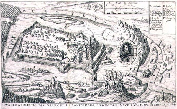 Plano de la fortaleza de granito cerca de New Serinwar en 1664, ilustración de un libro sobre las campañas otomanas en Europa, grabado por Paul Furst (c.1605-66) de German School