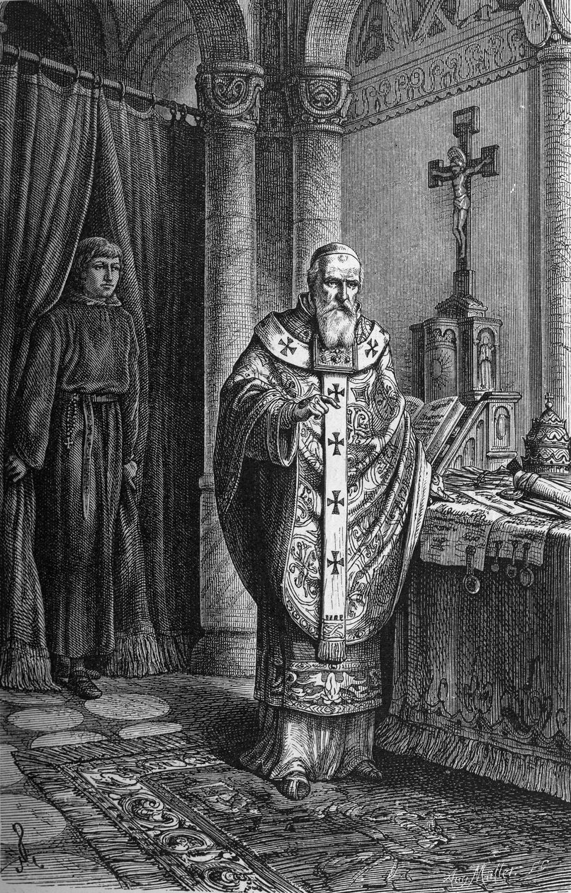 Papa Clemente IV (Gui Foucois o Coots o Foucault, finales del siglo XII-1268). Grabado en 