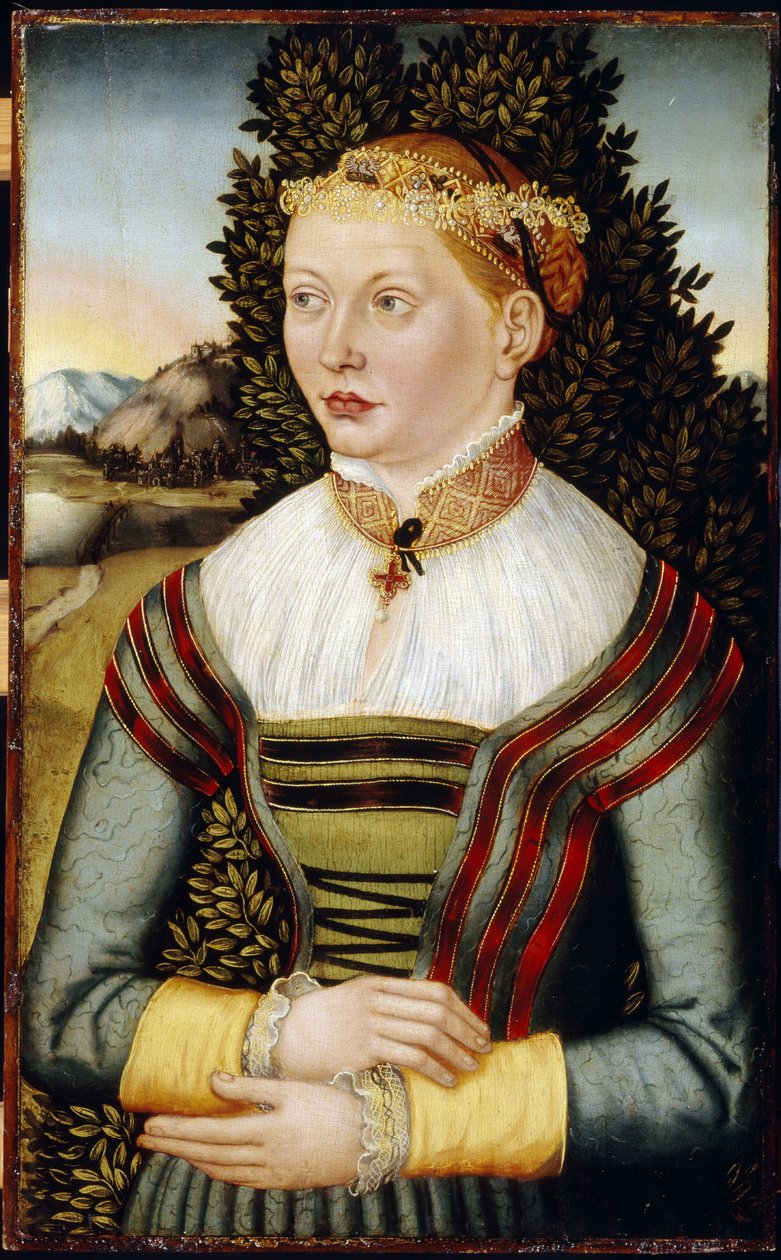 Retrato de una mujer (Retrato de una mujer). Pintura de un maestro del este de Alemania (siglo XVI activo), óleo sobre madera de German School