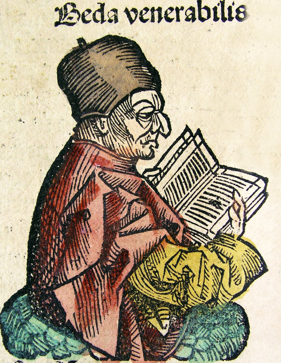 Retrato de Beda (673-735), publicado en la Crónica de Núremberg, 1493 de German School