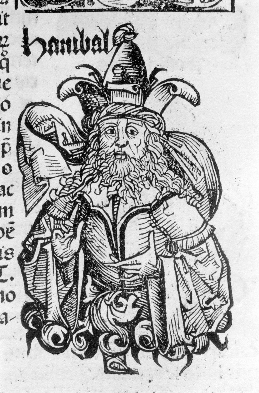 Retrato de Aníbal (247 a.C. - 183 a.C.), general y estadista cartaginés - en Liber chronicarum por Hartmann Schedel, Núremberg 1497. de German School