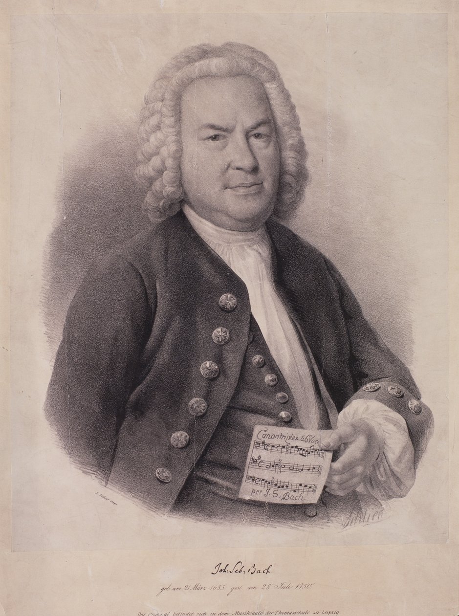Retrato de Johann Sebastian Bach (1685-1750) grabado por F.G. Schlick, 1840 de German School