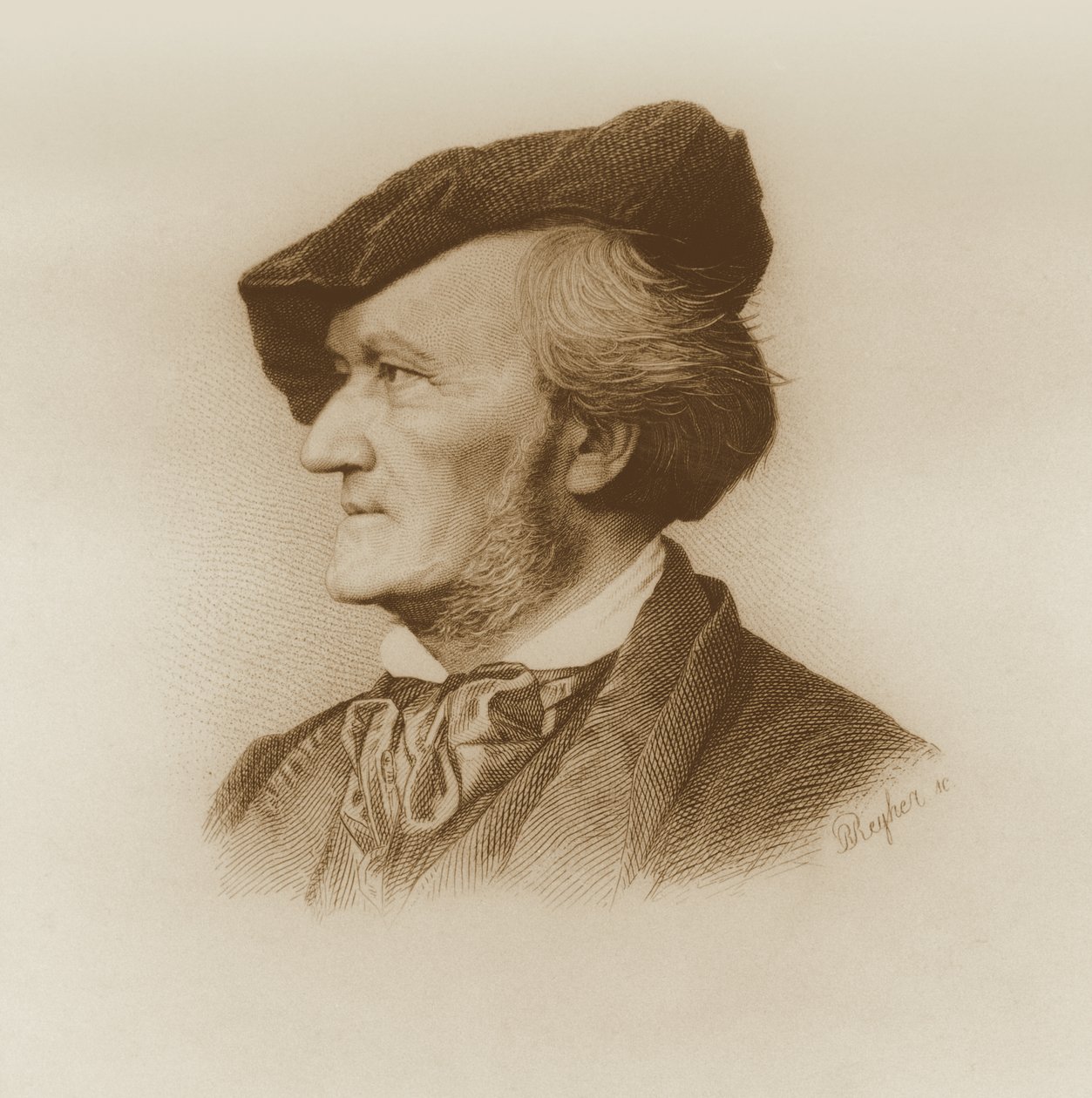 Retrato de Richard Wagner (1813-83) compositor alemán, grabado por Robert Reyher (1838-77) de German School