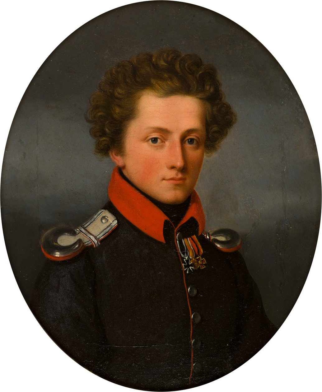 Retrato de una joven oficial, c.1801-99 (óleo sobre lienzo) de German School