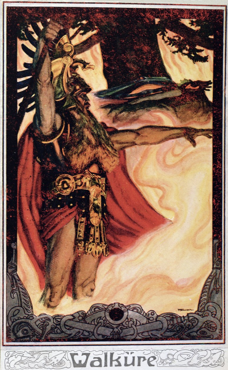 Postal que representa a Odín llamando al fuego, 1914 de German School