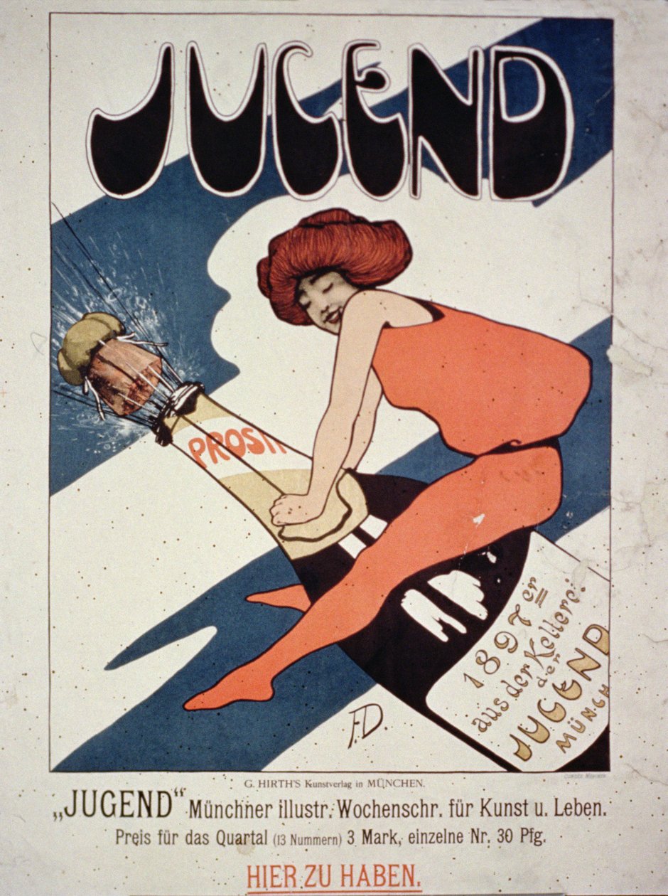 Póster publicitario de Jugend, Revista Semanal Ilustrada de Arte y Vida, Múnich, 1897 de German School