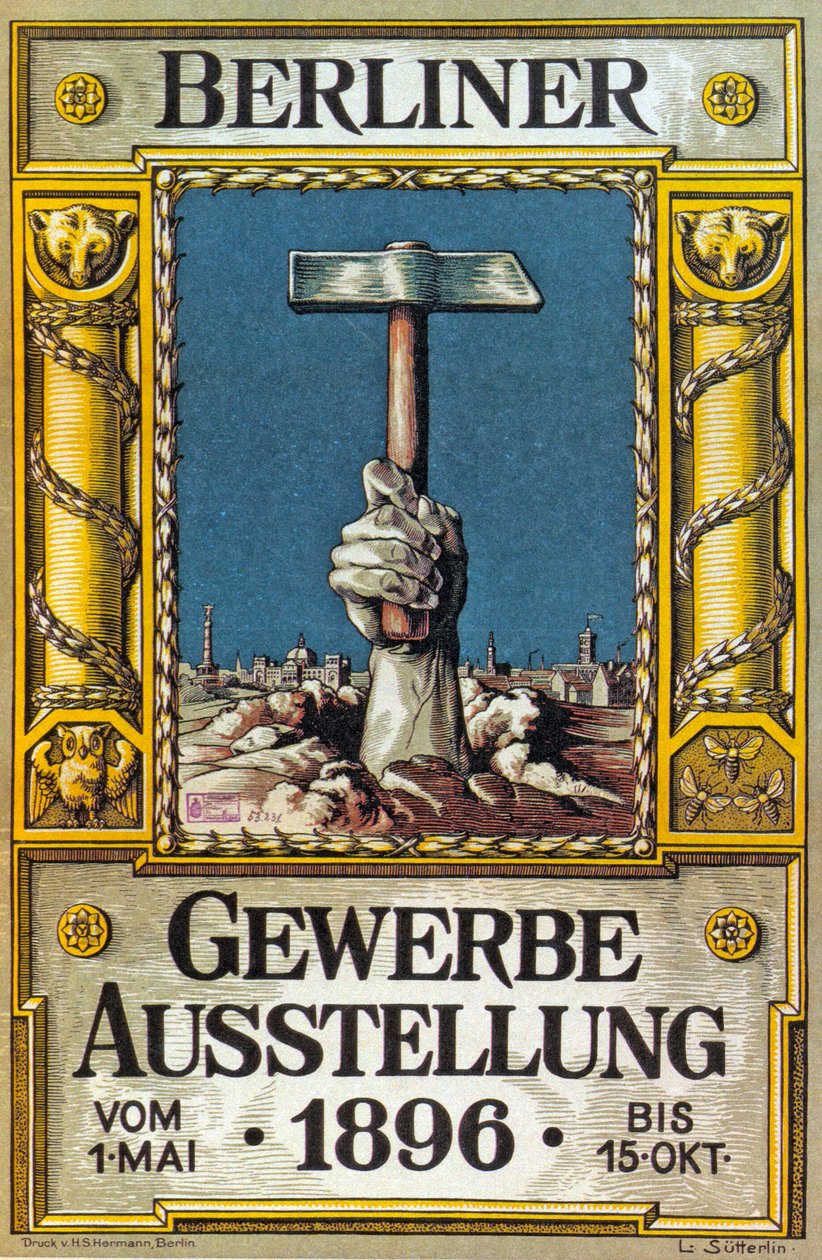 Póster para la Exposición Industrial en Berlín, Alemania, 1896 de German School