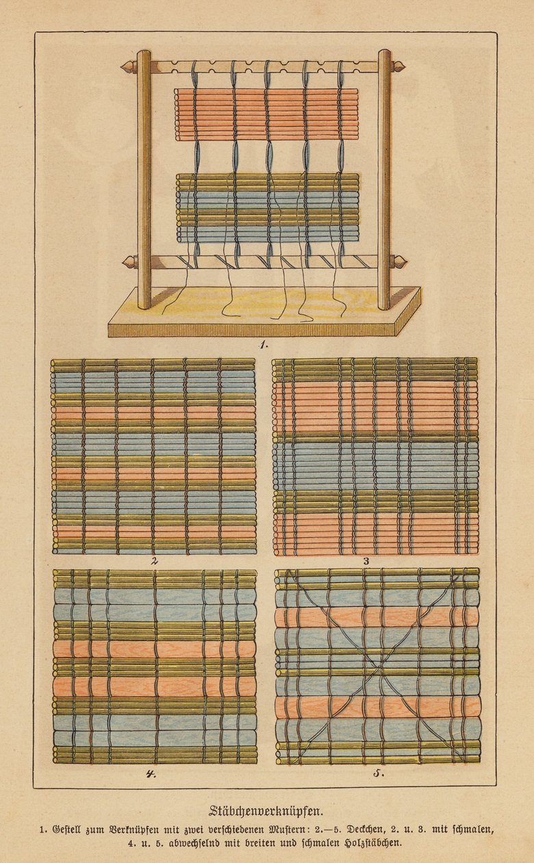 Manteles individuales de tela y varilla (litografía en color) de German School