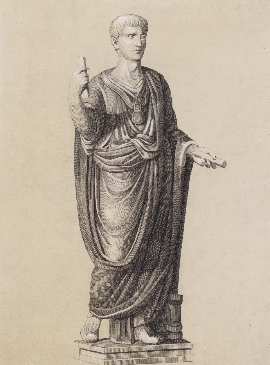 Hombre romano con la toga praetexta (litografía) de German School