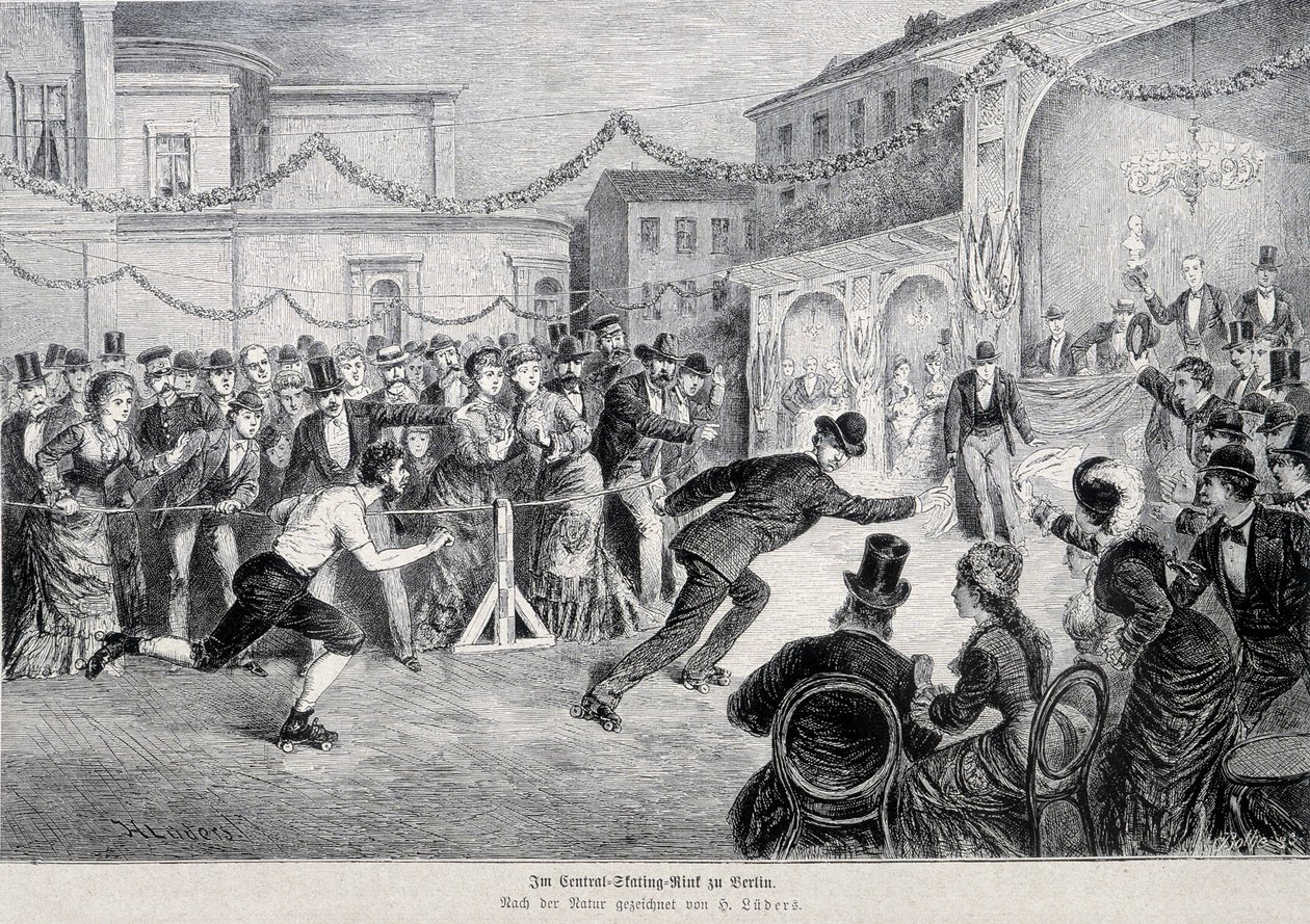 Carrera de patines de ruleta en Berlín en 1878 de German School