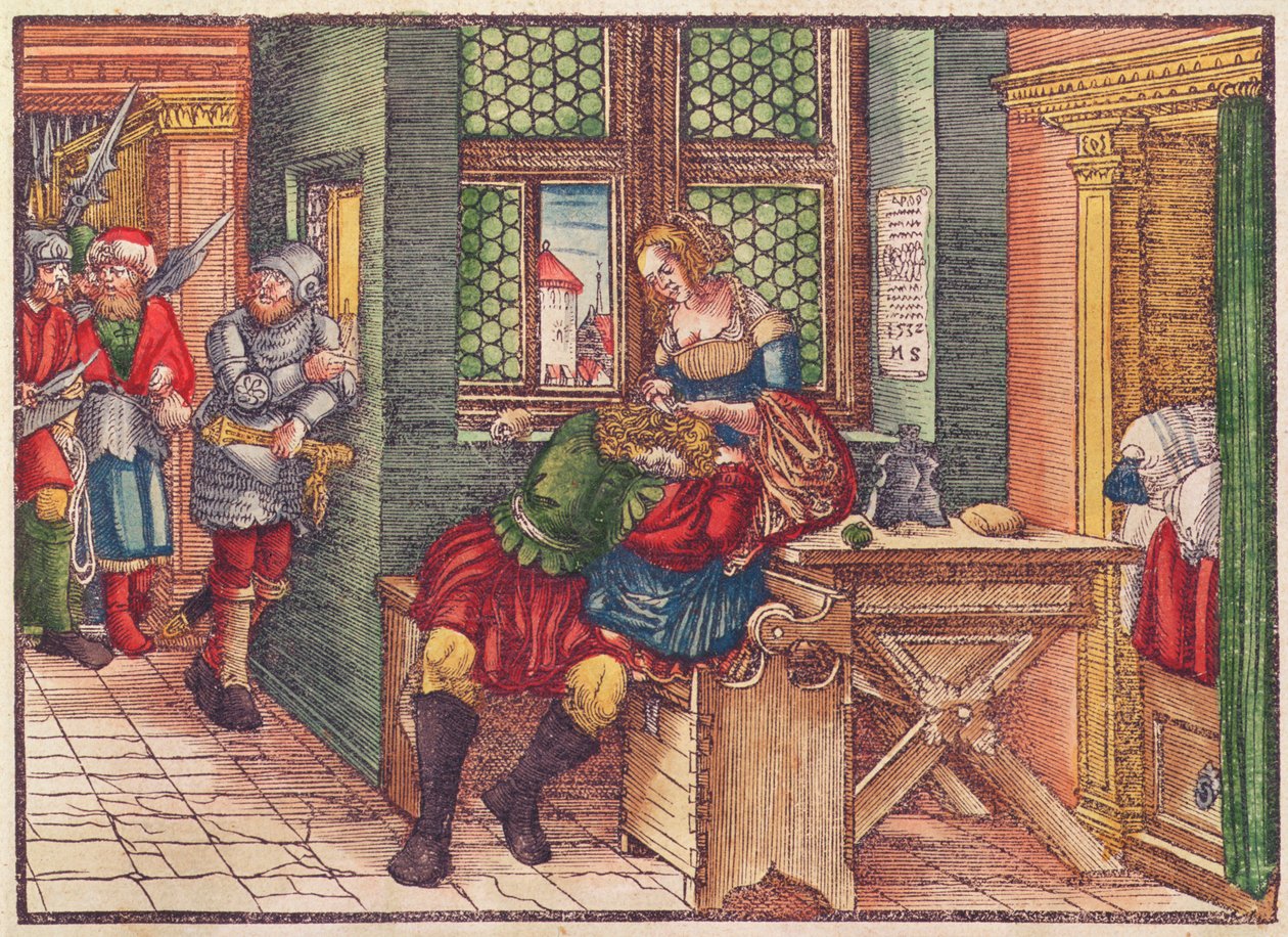 Sansón y Dalila, de la Biblia de Lutero, c.1530 de German School