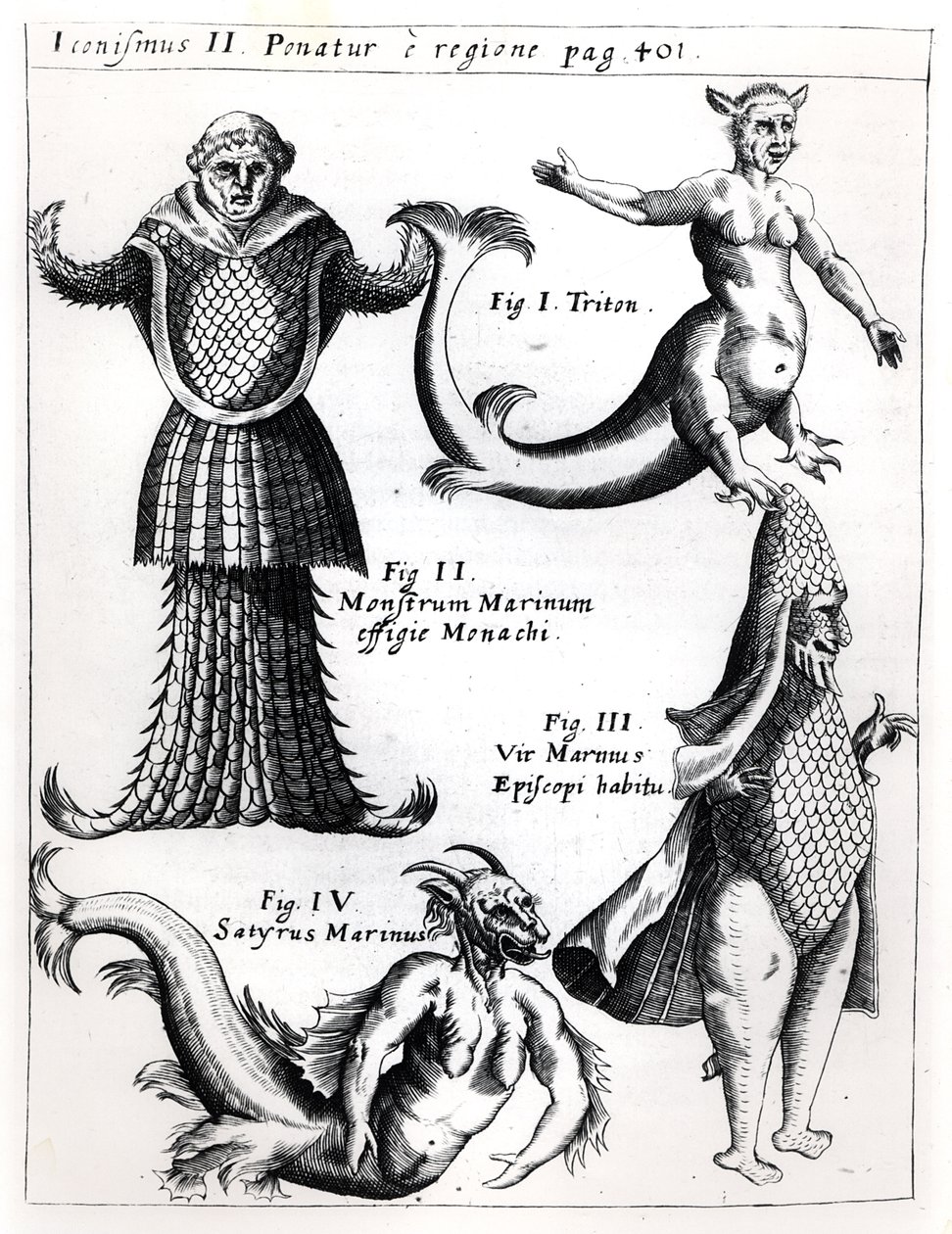 Monstruos marinos, ilustración de Physica Curiosa por Gaspar Schott S.J. (1608-66), publicado en Wurzburgo 1662 de German School