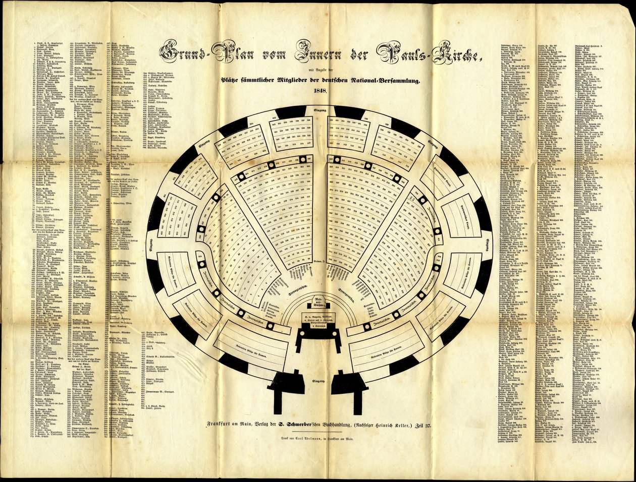 Plano de asientos de la Asamblea Nacional de la Iglesia de San Pablo, 1848 de German School