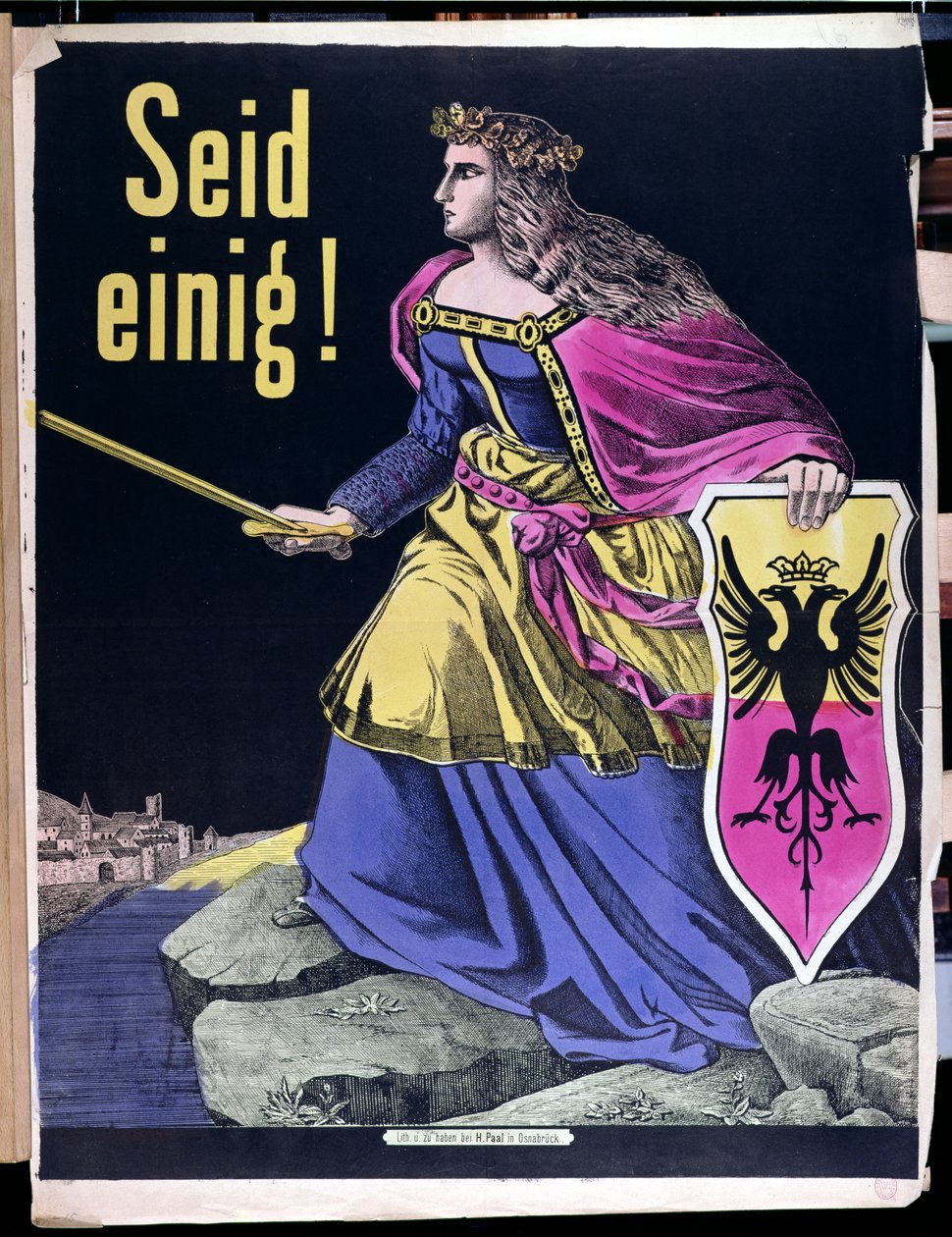 Seid Einig!, cartel patriótico alemán, c.1870 de German School
