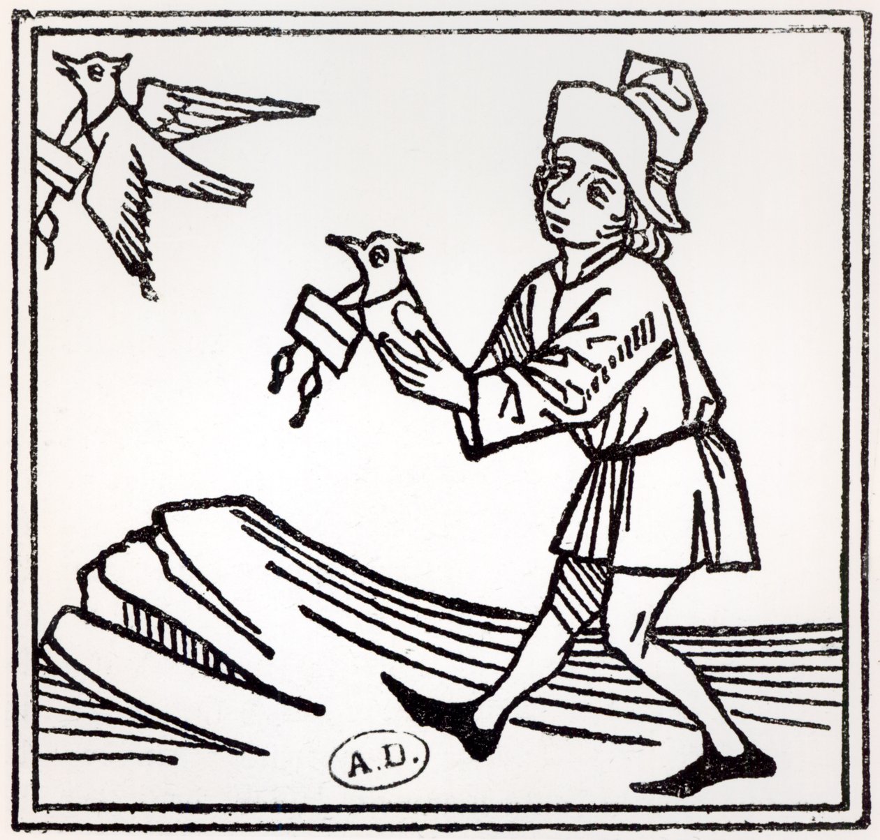 Enviando una carta por correo de palomas, 1488 de German School