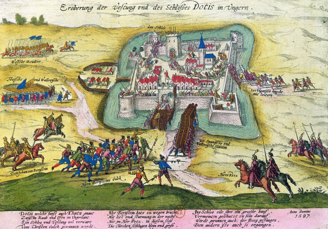 Asedio del castillo de Tata en 1597 de German School