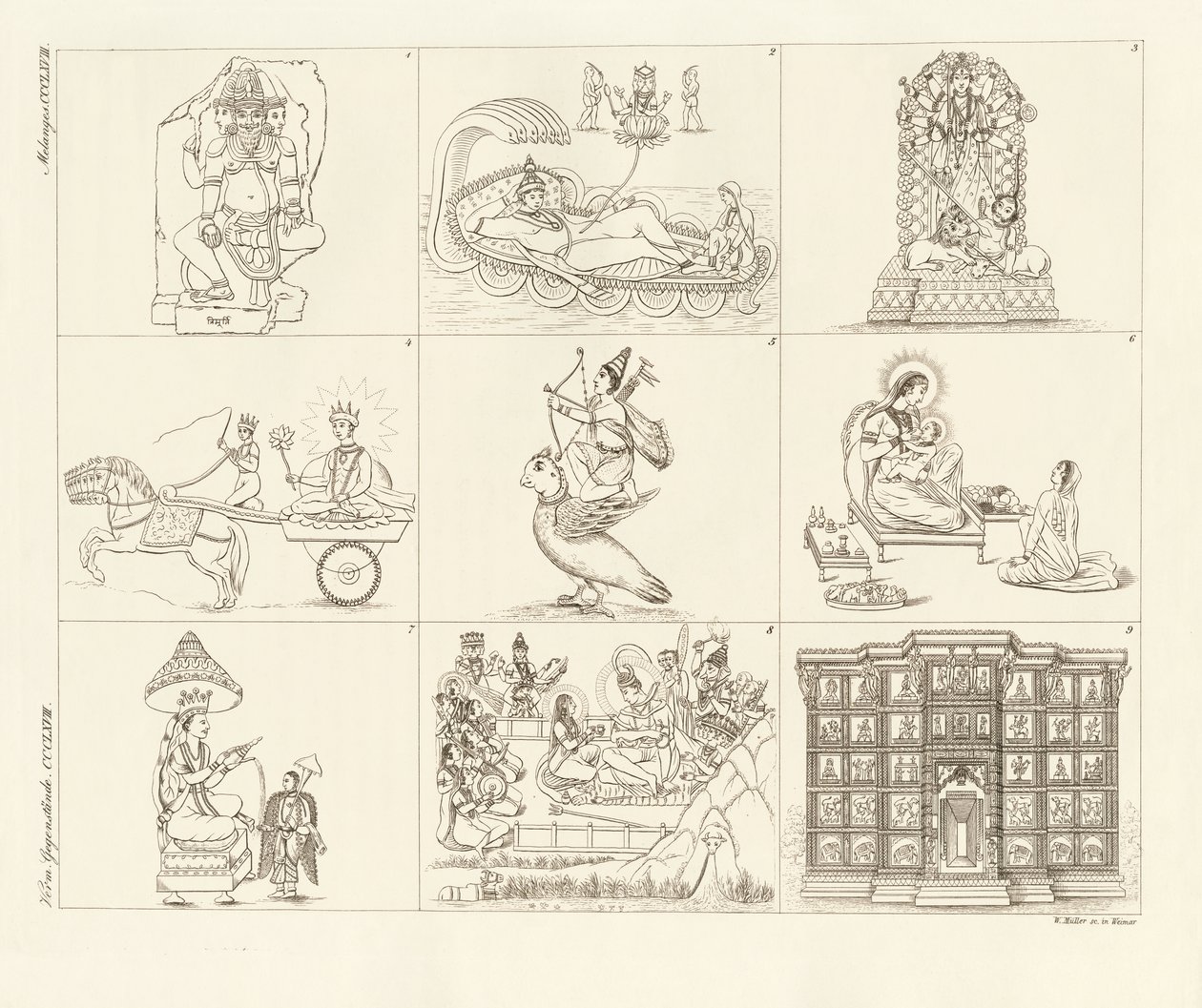 Algunas descripciones de la mitología india de German School