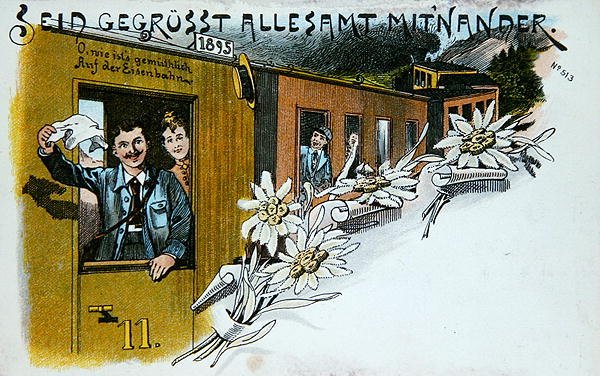 Postal de saludo de recuerdo, c.1900 (litografía en color) de German School