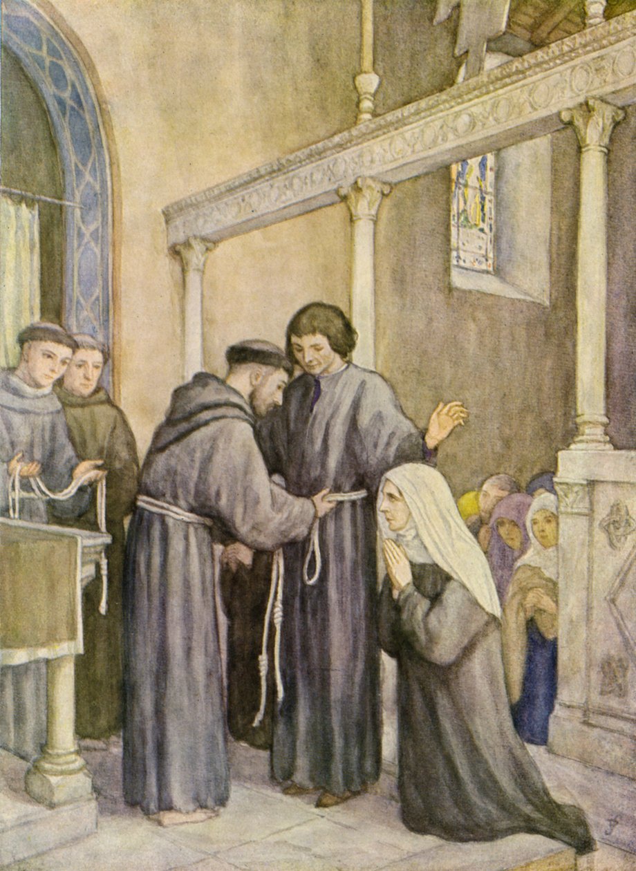 San Francisco y la fundación de la Tercera Orden (litografía en color) de German School