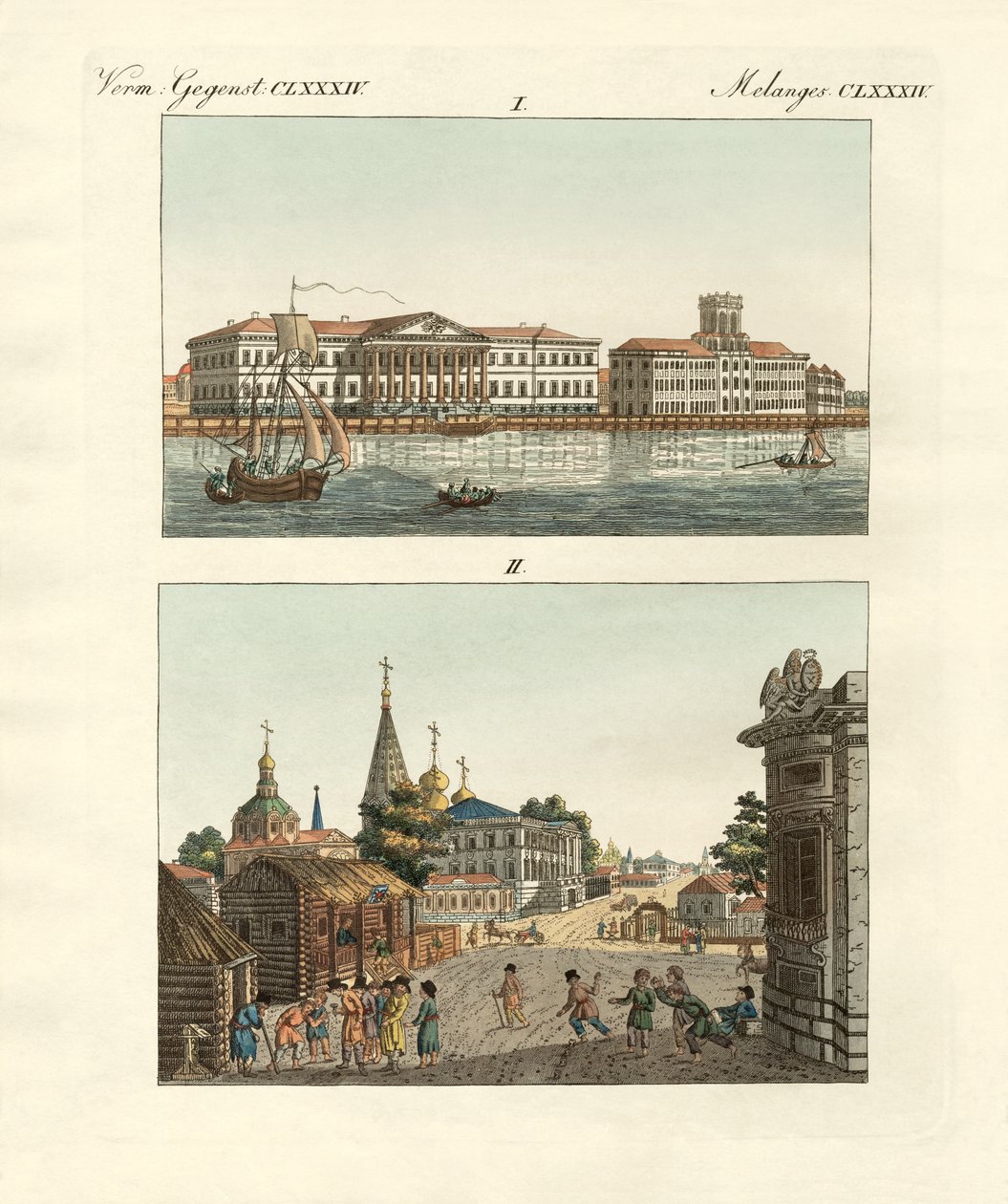 Objetos extraños de Rusia (grabado coloreado) de German School