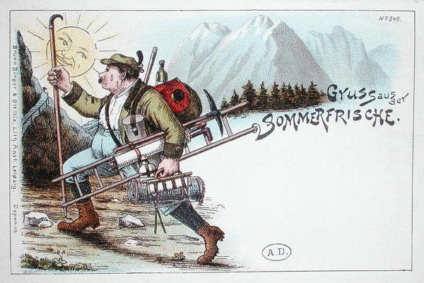 Tarjeta postal de vacaciones de verano, finales del siglo XIX o principios del XX de German School