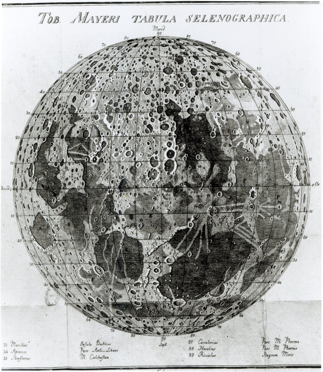 Superficie de la Luna, ilustración de Selenotopographische Fragmente por Johann Hieronymus Schroeter, publicado en 1791 de German School