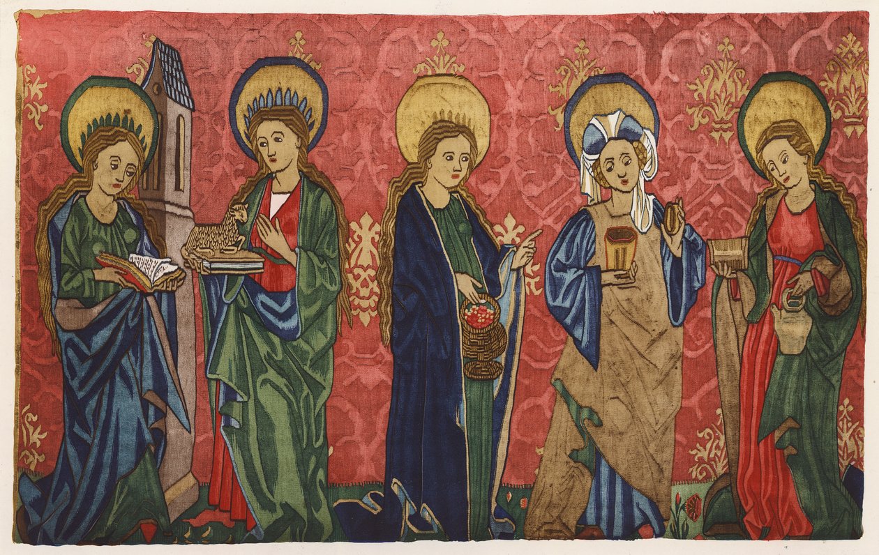 Frontal de altar tapizado, Argovia, Suiza, finales del siglo XV (litografía en color) de German School