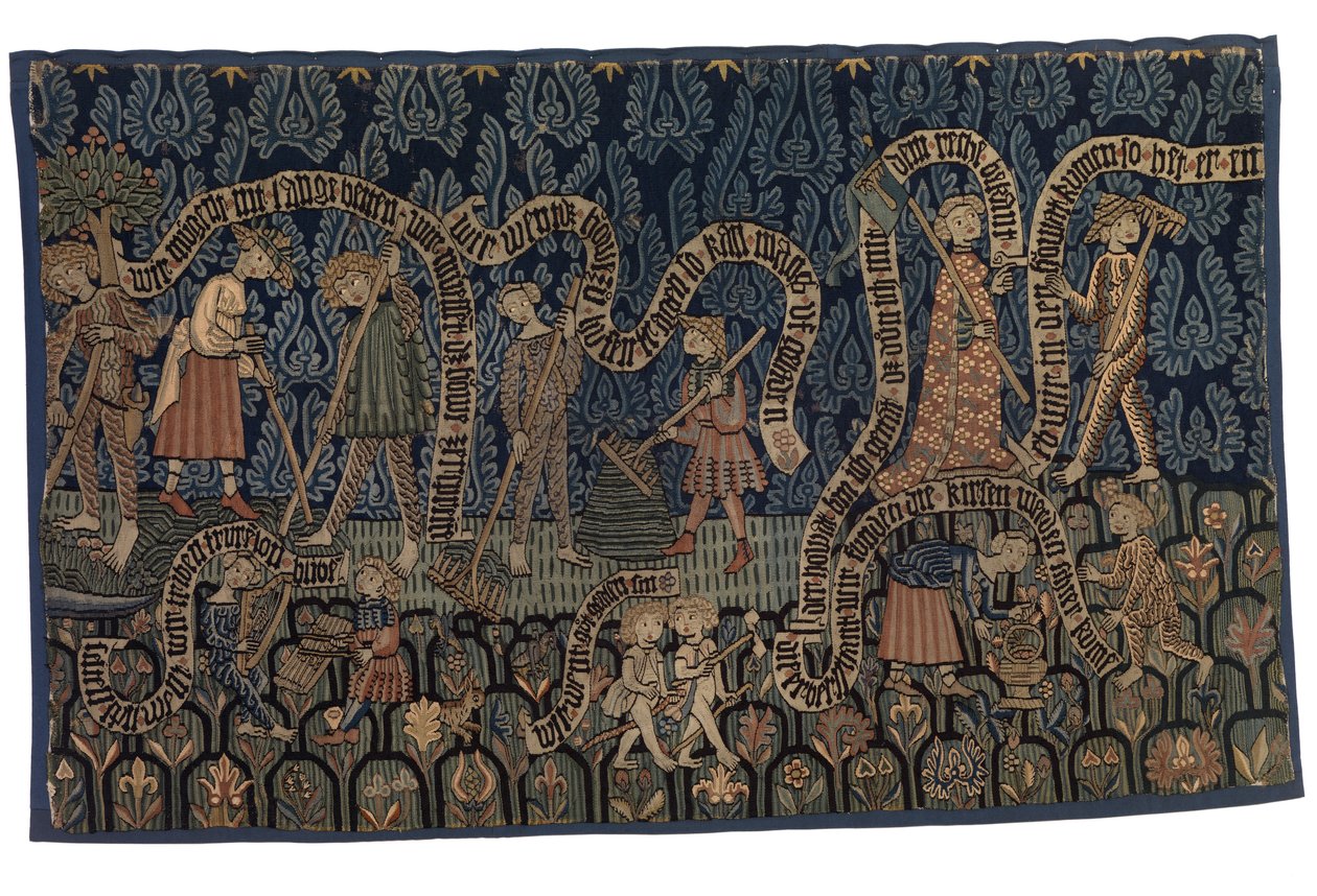 Tapiz que ilustra el mes de julio, c.1400-25 (lana y lino) de German School