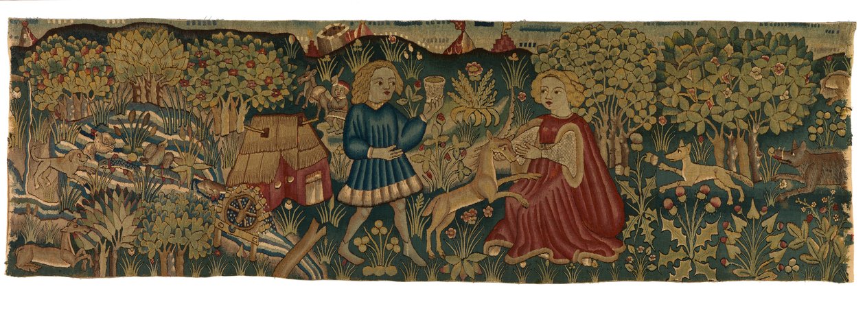 Tira de tapiz que representa a la Virgen y el Unicornio, posiblemente de Arras de German School