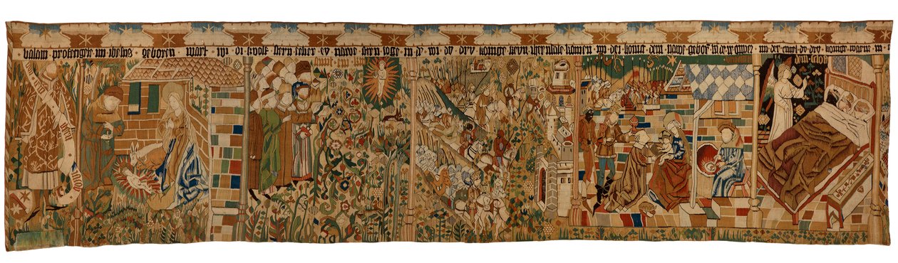 Tira de tapiz que representa al profeta Balaarm y la historia de los Reyes Magos, de la Gemania Media de German School