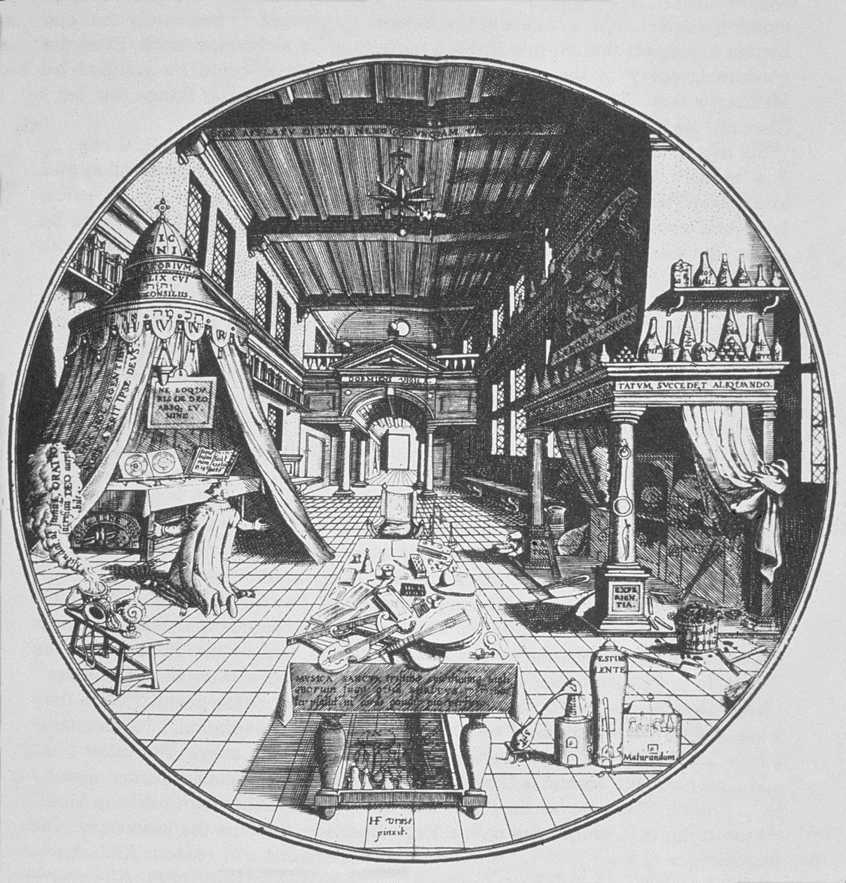 El alquimista en su laboratorio, de Amphitheatrum Aeternae Sapientiae por Heinrich Kunrath (1609) ilustrado en una historia de la magia publicado a finales del siglo XIX de German School