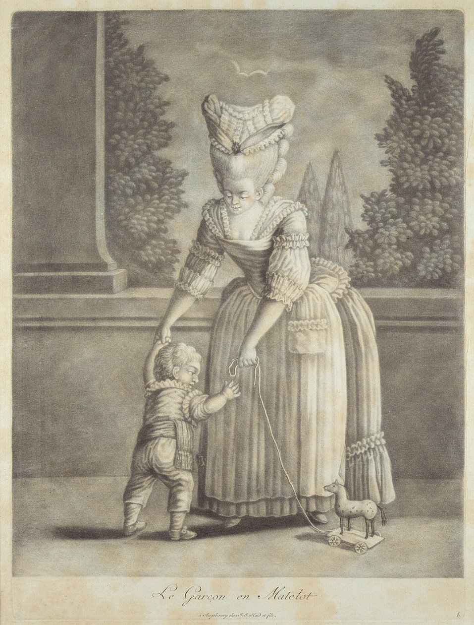 El niño con el traje de marinero, publicado por Johann Jakob Haid (1704-67) Augsburgo de German School