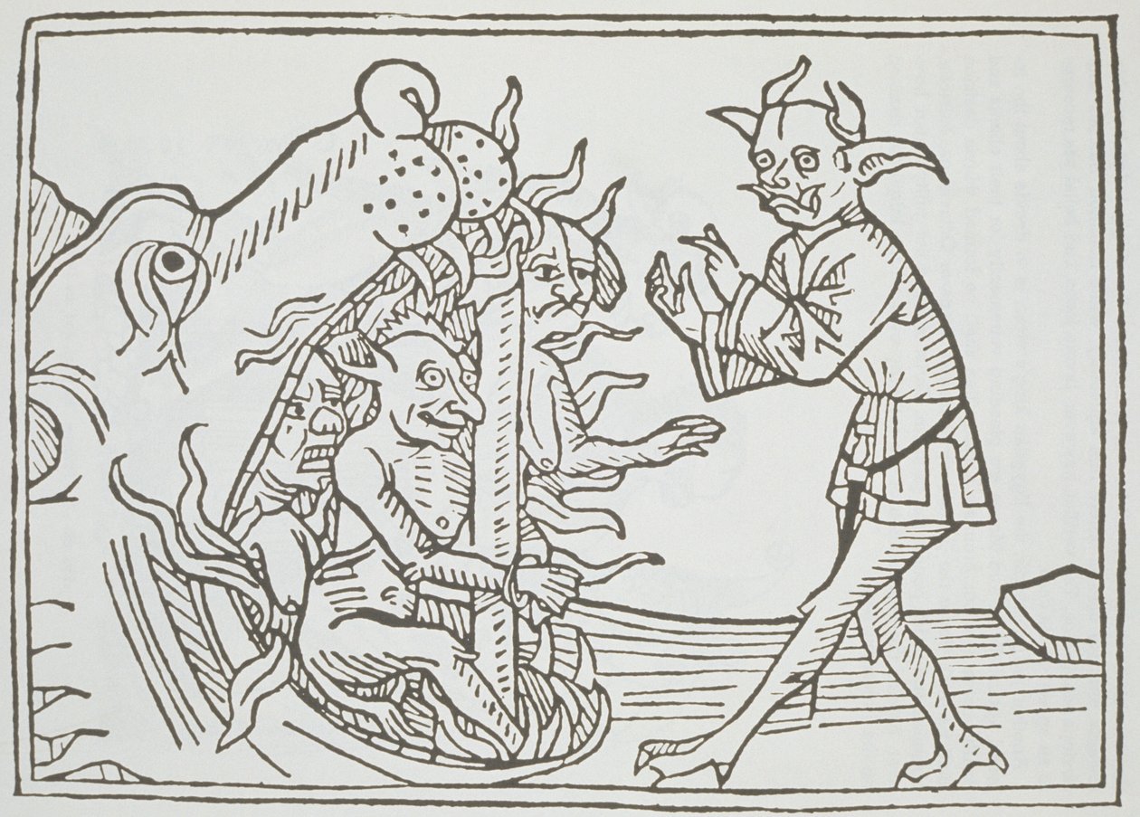 El Diablo Belial ante las Puertas del Infierno, de Das Buch Belial, publicado en Augsburgo, 1473 de German School