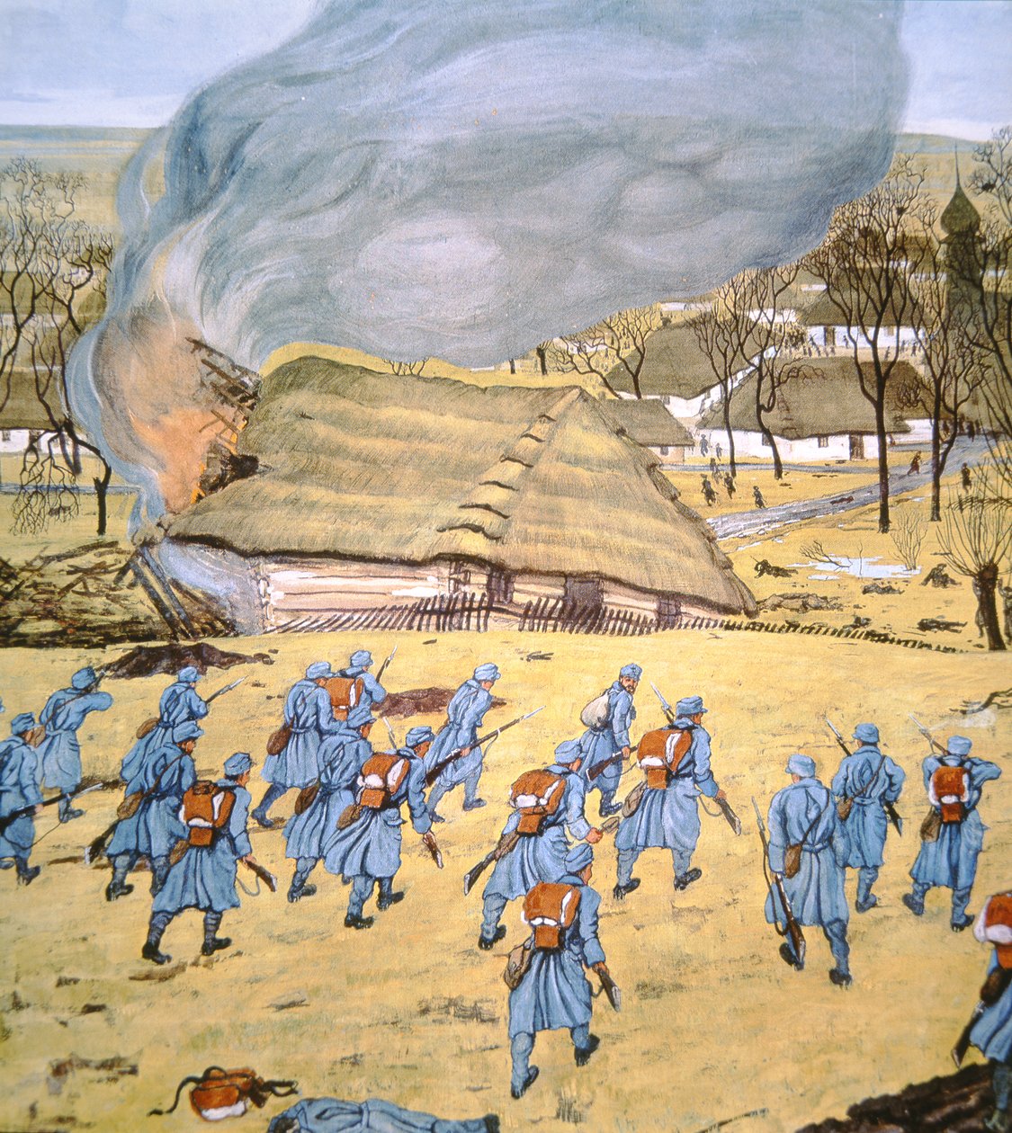 El Primer Regimiento de Landsturm Austro-Húngaro ataca el pueblo serbio de Stady Korciyan, 22 de diciembre de German School