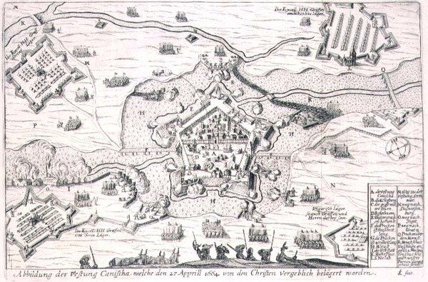 La Fortaleza de Canischa asediada en vano por los Cristianos en 1664, ilustración de un libro sobre las campañas otomanas en Europa, grabado por Paul Furst de German School