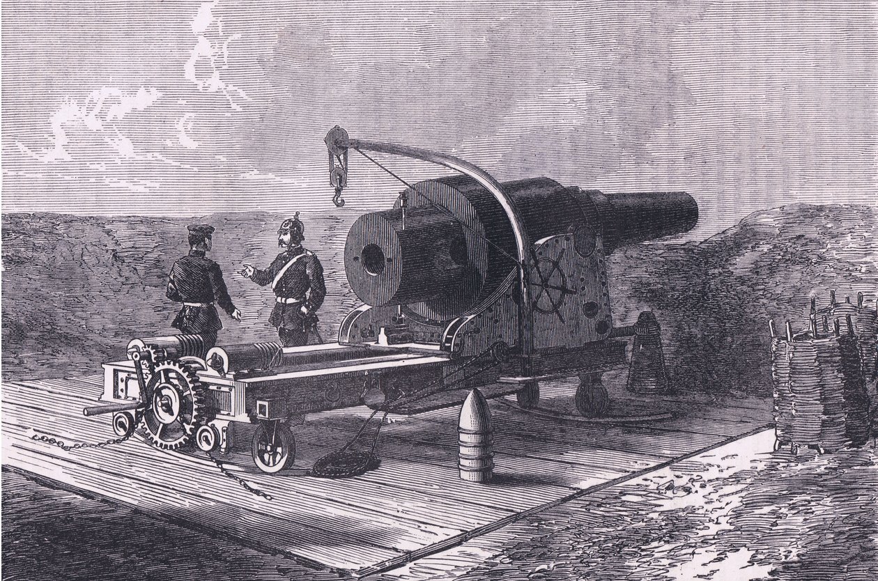 El cañón Krupp, Cassells History of the War between France and Germany publicado por Cassell and Company Limited, c.1890 de German School