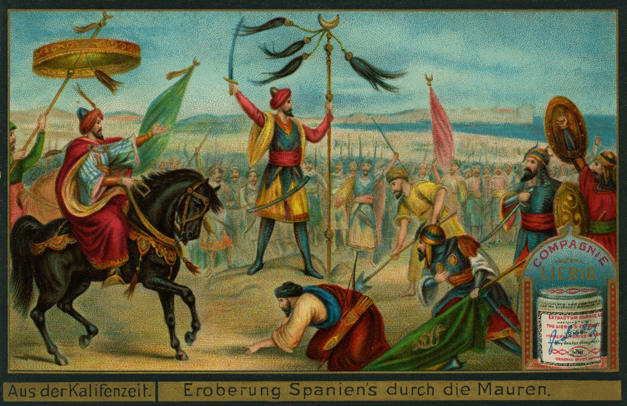 Los moros conquistan España, 711, Tarjeta Liebig de German School