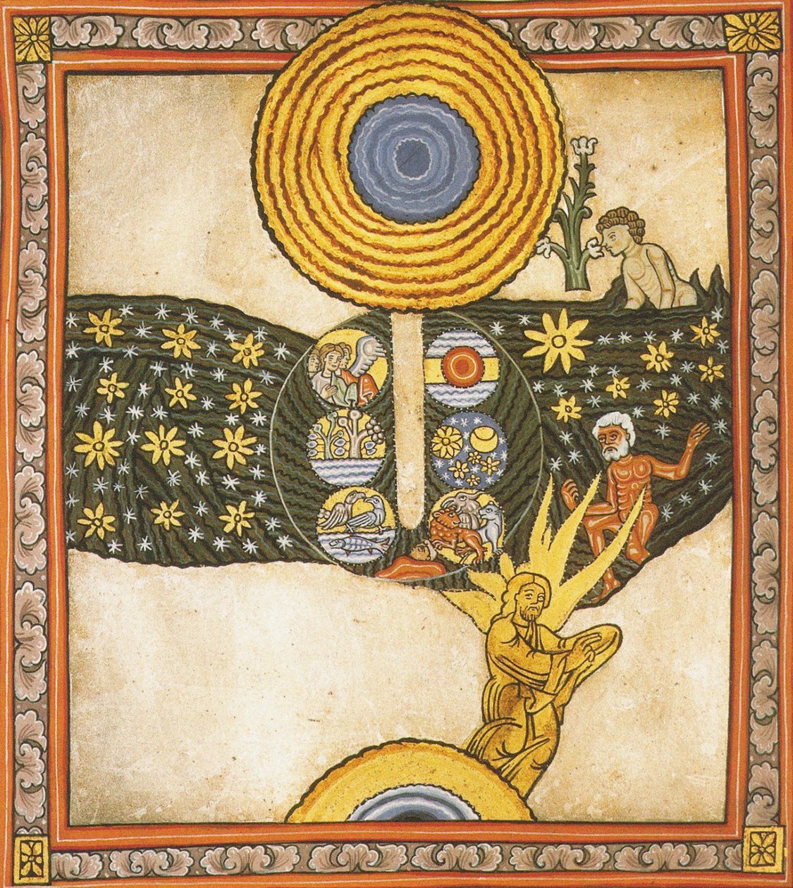 El Redentor. Miniatura del Liber Scivias de Hildegarda de Bingen, c.1175 (acuarela sobre pergamino) de German School