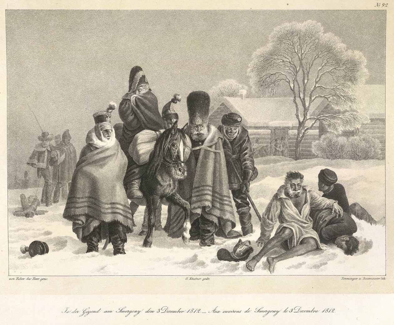 El retiro de Moscú, 3 de diciembre de 1812, ilustración de 
