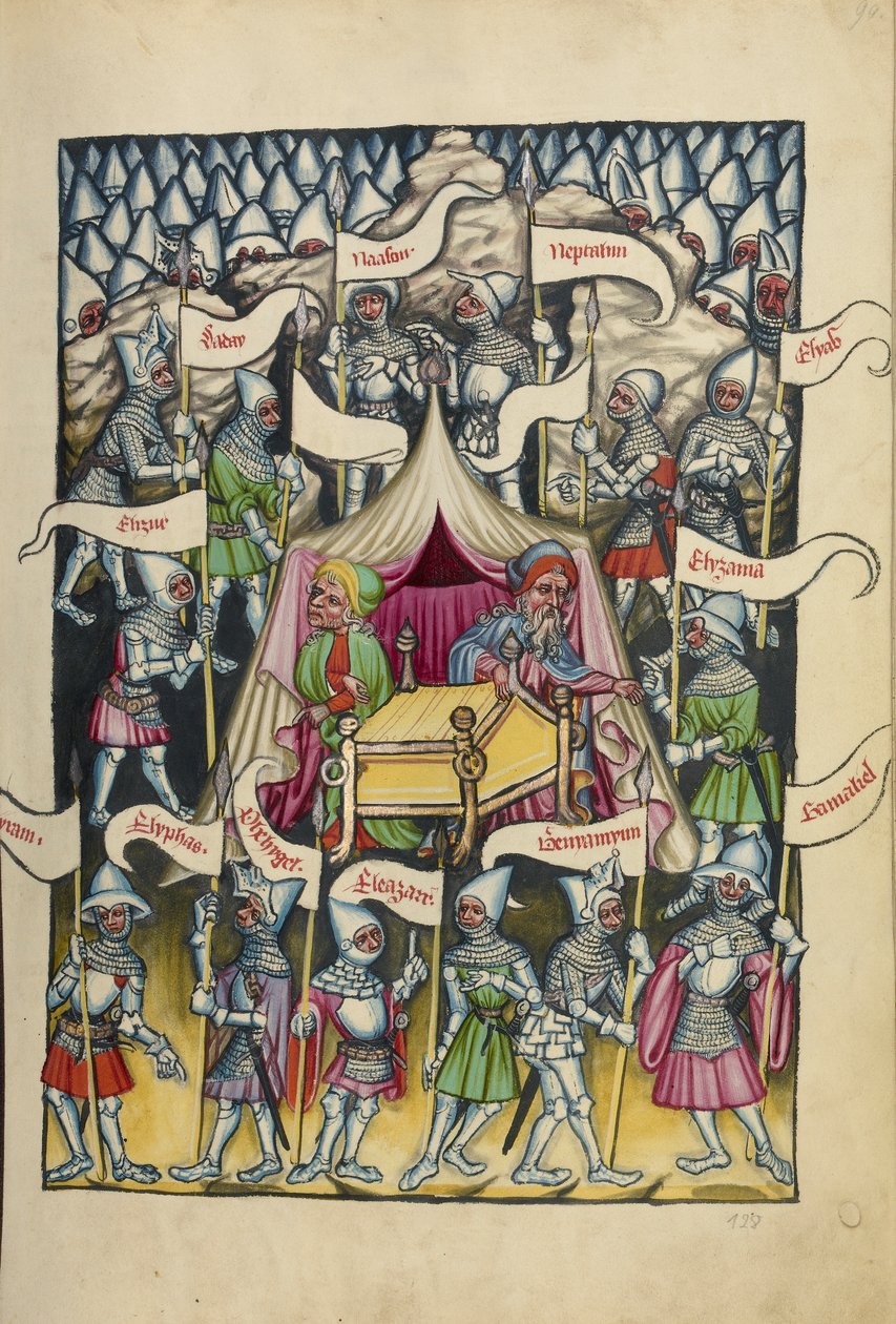 Las doce tribus de Israel de Weltchronik Ms 33 fol.94, c.1400-10 de German School