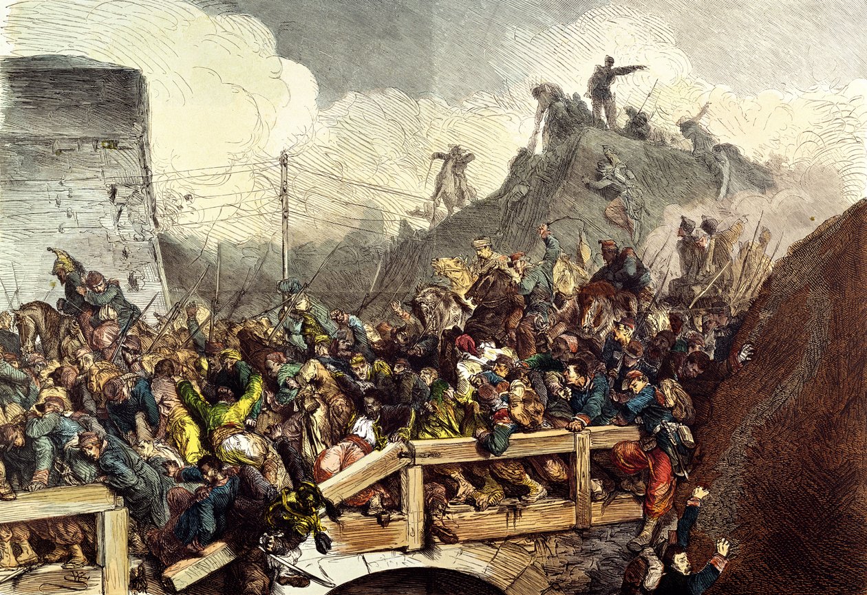 Las tropas francesas derrotadas en la batalla de Sedan, 1 de septiembre de 1870 de German School