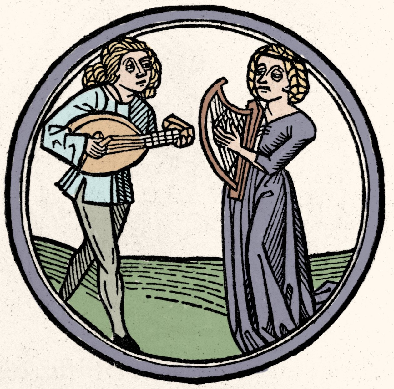 Los cuatro temperamentos: flemático (lento y apático). Xilografía, Augsburgo 1480 de German School