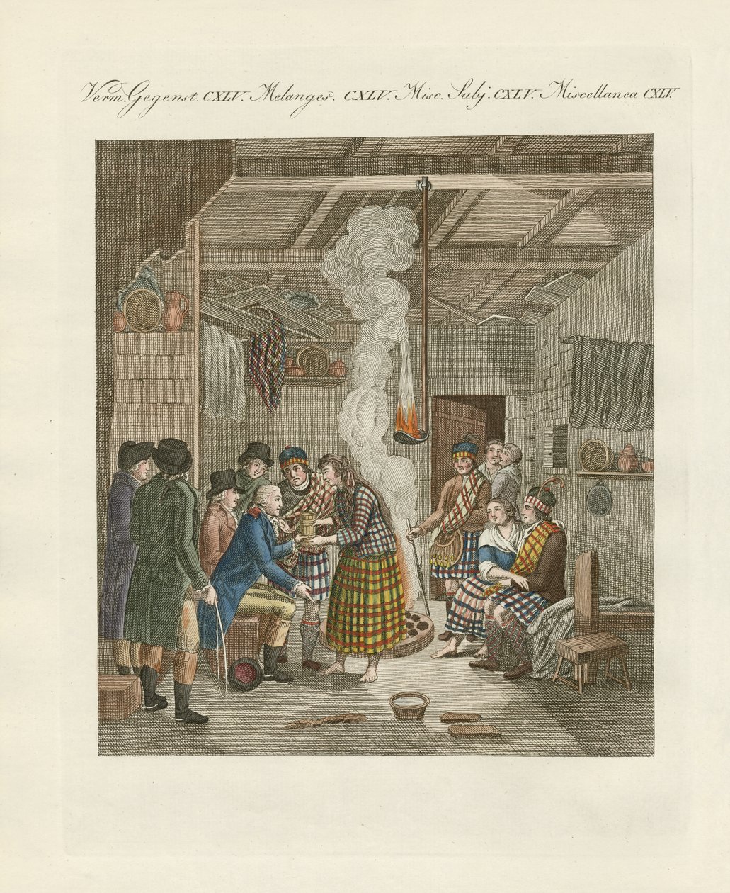 El Montañés, o Habitantes de la Parte Norte de Escocia (grabado coloreado) de German School