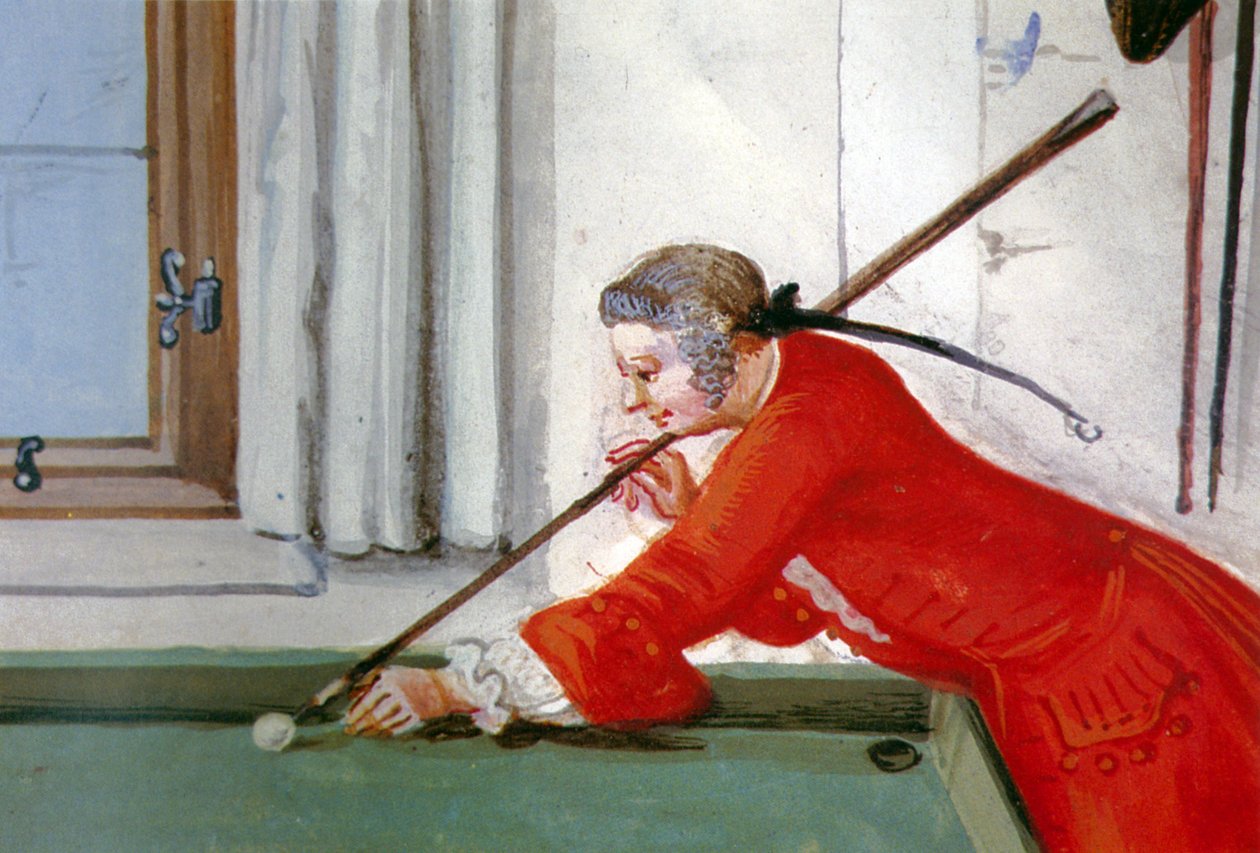 Los orígenes del billar, c. 1745 (acuarela) de German School