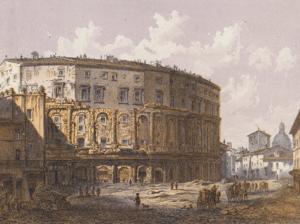 Teatro de Marcelo, Roma (litografía en color) de German School