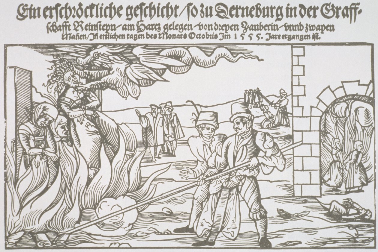 Tres Brujas Quemadas Vivas, ilustración de un panfleto de German School