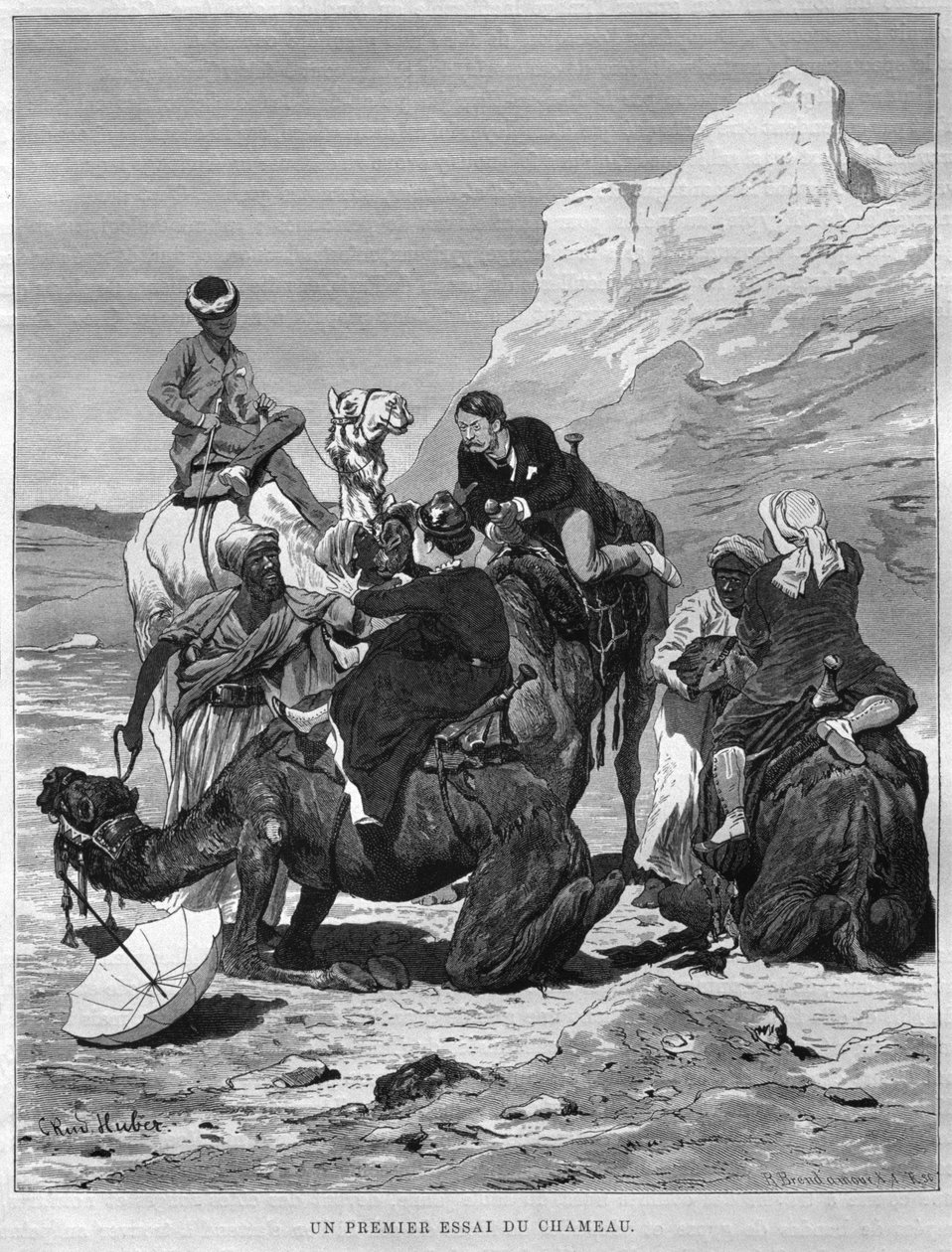 Turistas en camellos, de LEgypte de Georg Moritz Ebers (1837-98), 1881 de German School