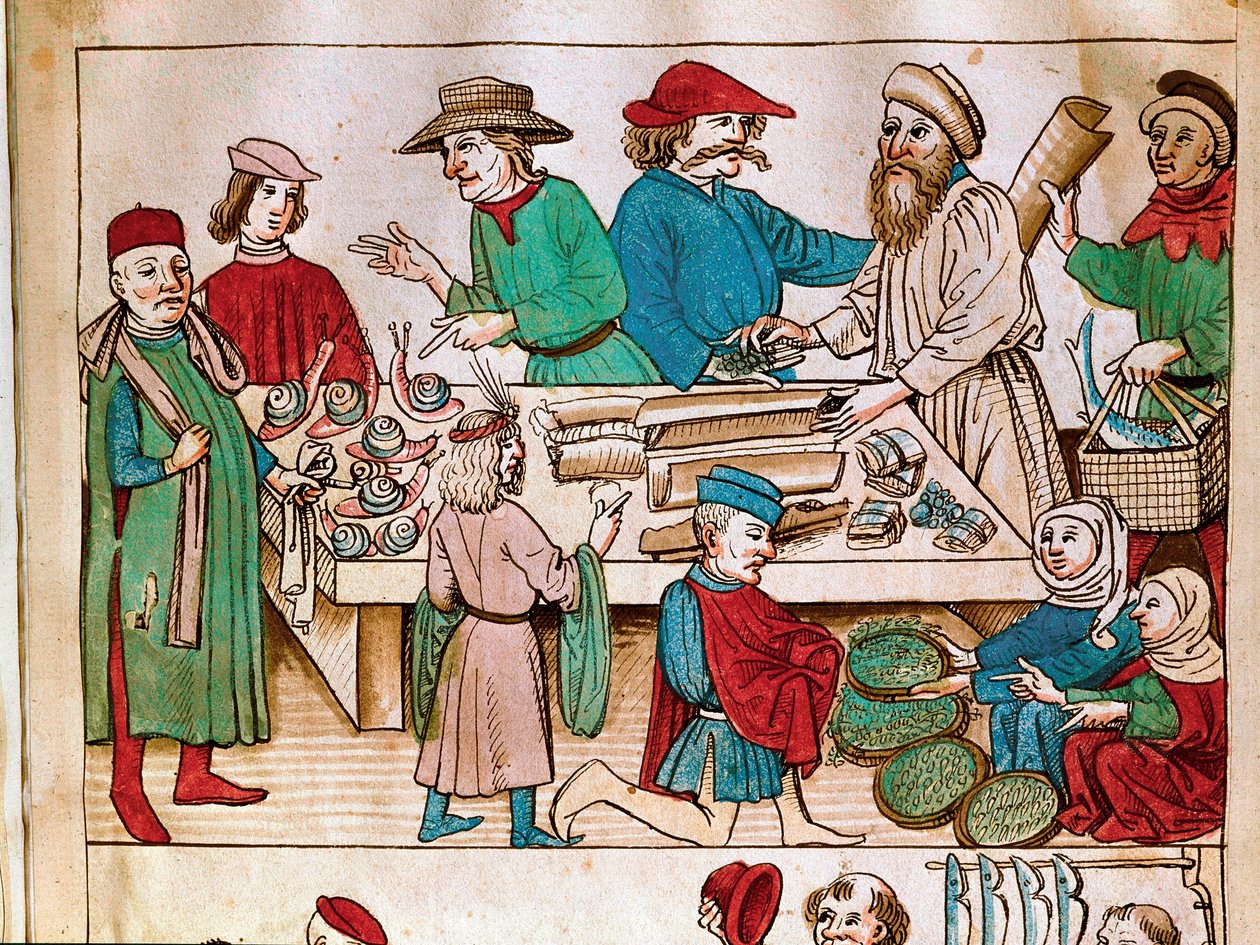 Comercio: escena de mercado. Miniatura de 