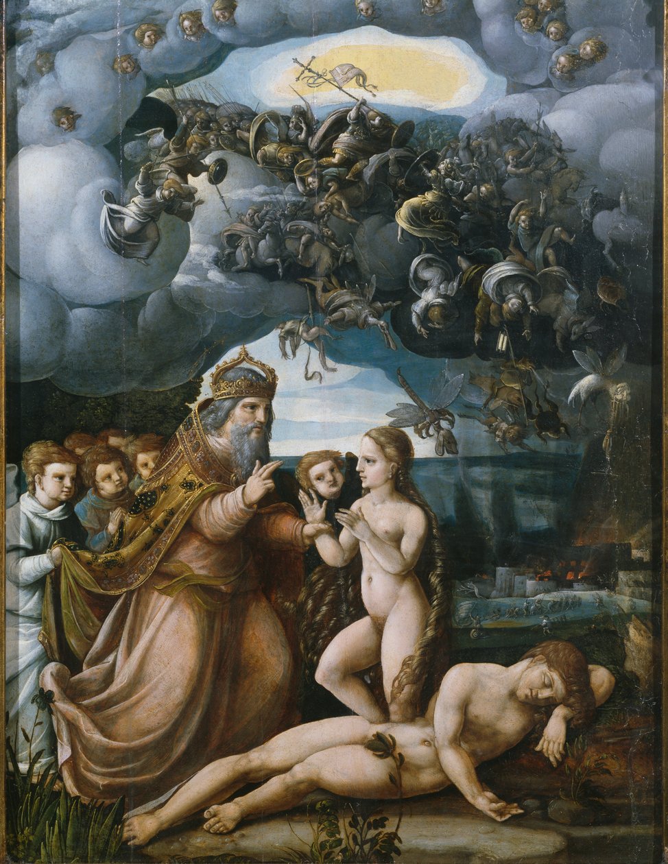 Tríptico de la Creación, Creación de Eva, panel central de German School
