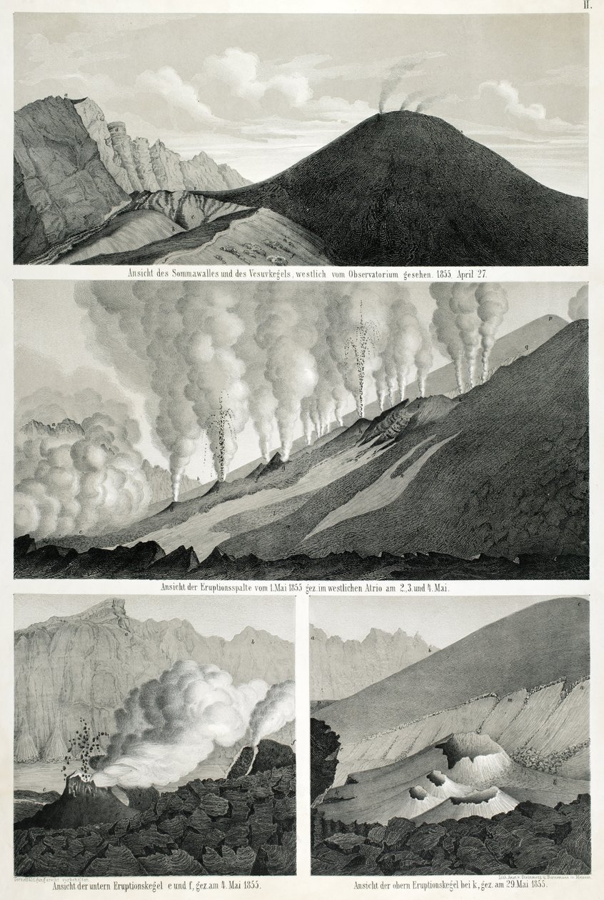 Vista del Monte Somma y el Monte Vesubio, visto desde el oeste desde el observatorio, 27 de abril de 1855 de German School